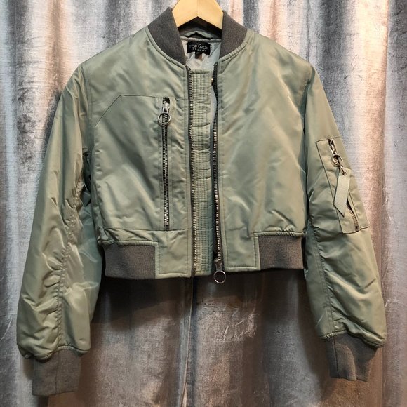 Topshop Petite Cropped Bomber Jacket - Picture 3 of 5
